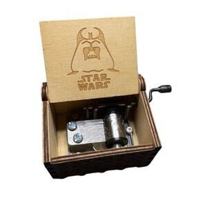 Star Wars Darth Vader Wooden Hand Crank Music Box Collectible